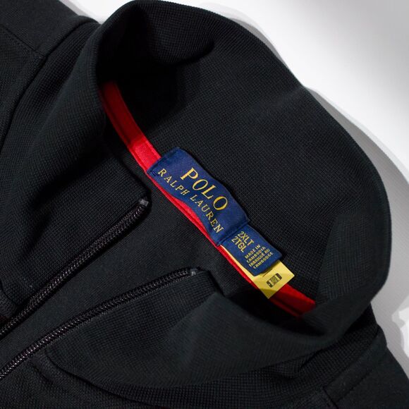 Polo Ralph Lauren Black Cotton Blend Zip-Up Sweatshirt Jacket Men Size 2XLT (B4) - Picture 10 of 14